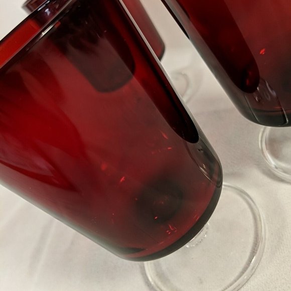 Vintage Set of 3 Arcoroc France Luminarc Cavalier Ruby Red Wine Cocktail Glasses - Picture 8 of 8